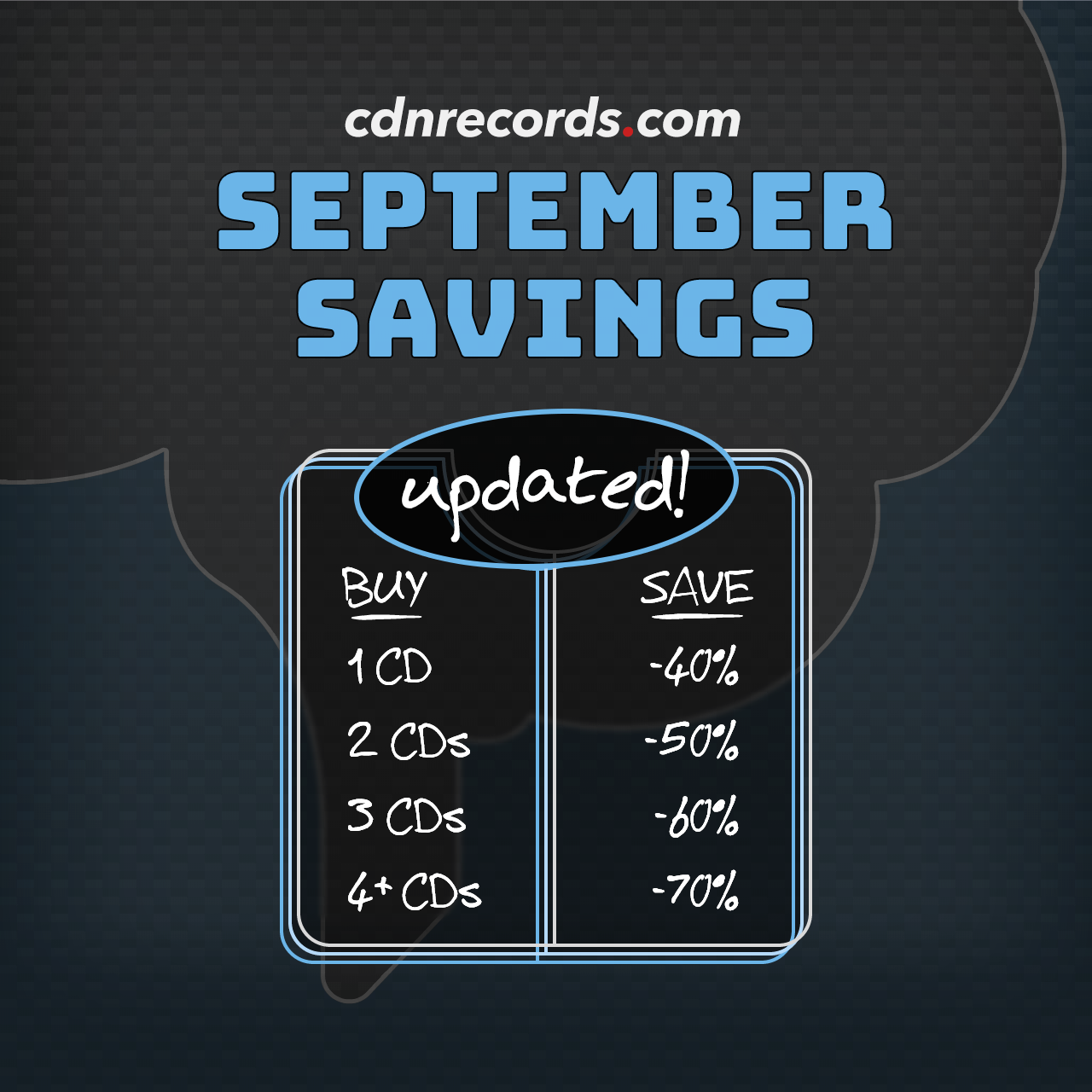 promo graphic for updated september savings on CDs