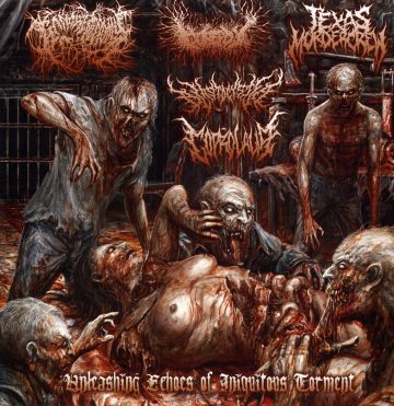 Cover for Unleashing the Echoes of Iniquitous Torment - 5 Band Split CD