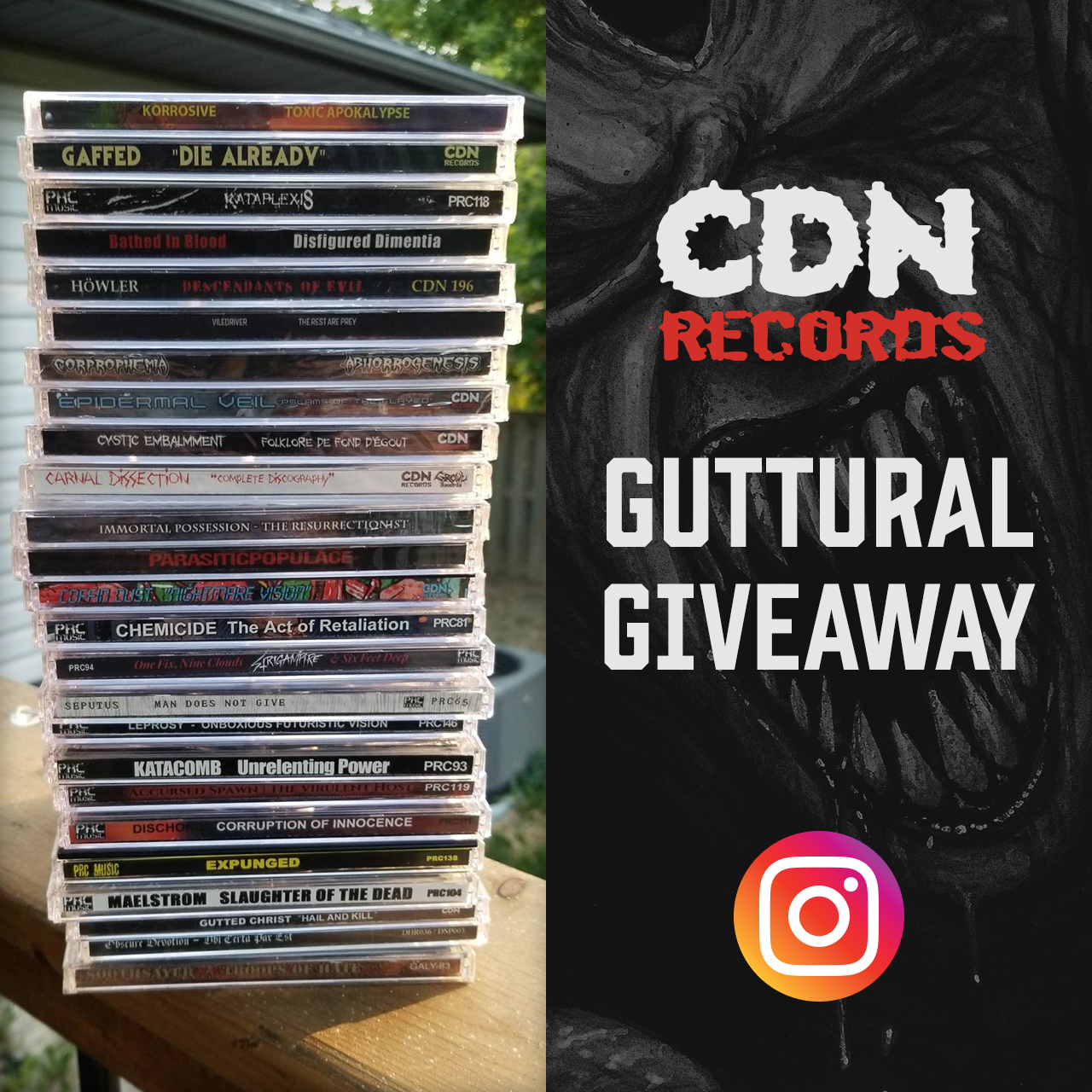Giveaway graphic with photo of 25 CDs