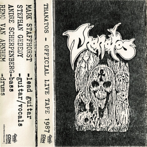 Thanatos - Official Live Tape 1987 (Cassette) Cover layout for Thanatos live tape